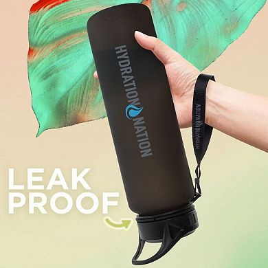 Zulay Kitchen Leak Proof Water Bottles With Times To Drink For Fitness & Sports