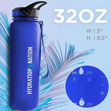 Zulay Kitchen Leak Proof Water Bottles With Times To Drink For Fitness & Sports