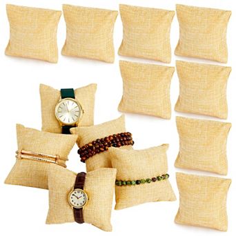 12 Pack Linen Bracelet Cushion Pillows for Watches and Bangles, 3 x 3 x 2 in