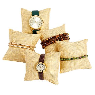 12 Pack Linen Bracelet Cushion Pillows for Watches and Bangles, Jewelry Display for Selling, Beige (3 x 3 In)