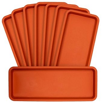 8 Pack Plastic Plant Rectangular Tray for Pot Saucers, Terracotta Color