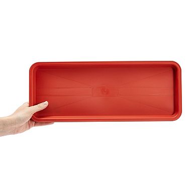 8 Pack Plastic Plant Rectangular Tray for Pot Saucers, Terracotta Color