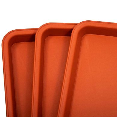 8 Pack Plastic Plant Rectangular Tray for Pot Saucers, Terracotta Color