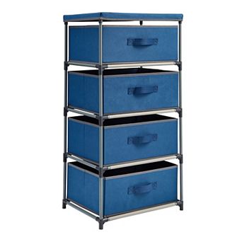4 tier Closet Dresser with Drawers - Organizer and Storage (Navy Blue)