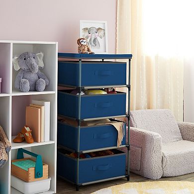 4-Tier Closet Dresser with Drawers - Organizer and Storage (Navy Blue)
