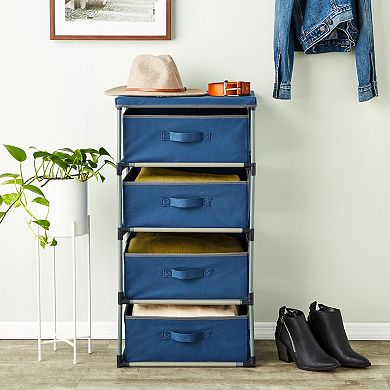4-Tier Closet Dresser with Drawers - Organizer and Storage (Navy Blue)