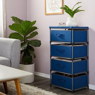 4-Tier Closet Dresser with Drawers - Organizer and Storage (Navy Blue)