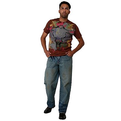 Blanco Label Men's Loose Fit Denim Jeans Vintage Washed & Embellished Pockets
