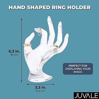 Clear Hand Shaped Ring Holder for Jewelry Display (6.3 Inches)