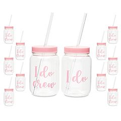 16 oz. Reusable Plastic Mason Jar Cups with Lid & Straw - 6 Ct.