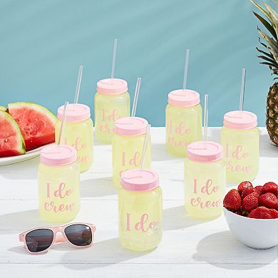 12 Pack "i Do Crew" Bachelorette Party Cups With Lids, Bridal Shower Mason Jars