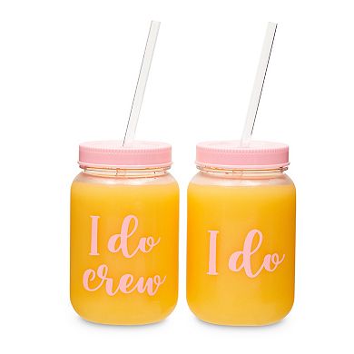 12 Pack "i Do Crew" Bachelorette Party Cups With Lids, Bridal Shower Mason Jars