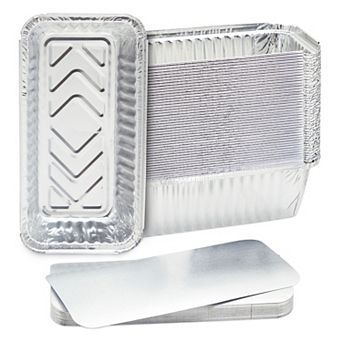 50 Pack Disposable Loaf Pans with Lids for Baking Bread, Aluminum Foil Tins for 2 Lb Loaves, Heating, Storing Food (22oz, 8.5 x 4.5 In)