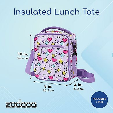 Cute Insulated Lunch Bag for Girls and Kids (Light Purple, 8 x 10 x 4 In)