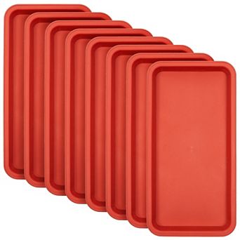 8 pk Plastic Plant Drip Trays, Red Saucers For Pots, Outdoors, Indoors, 6.5x12"