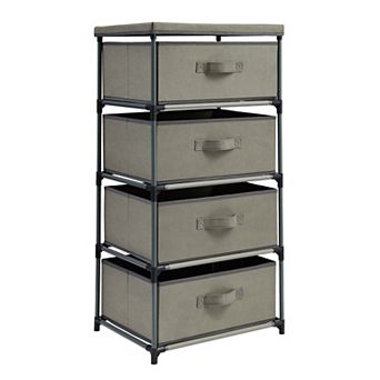 4 tier Tall Closet Dresser With Drawers - Clothes Organizer And Storage (gray)
