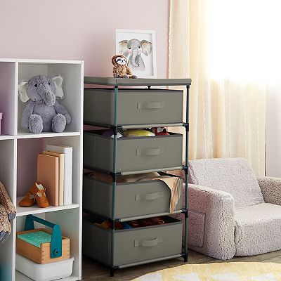 4-tier Tall Closet Dresser With Drawers - Clothes Organizer And Storage  (gray)