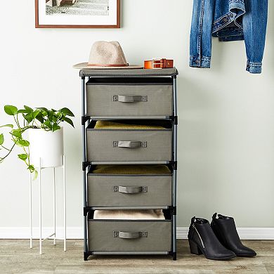 4-tier Tall Closet Dresser With Drawers - Clothes Organizer And Storage (gray)