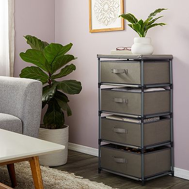 4-tier Tall Closet Dresser With Drawers - Clothes Organizer And Storage (gray)