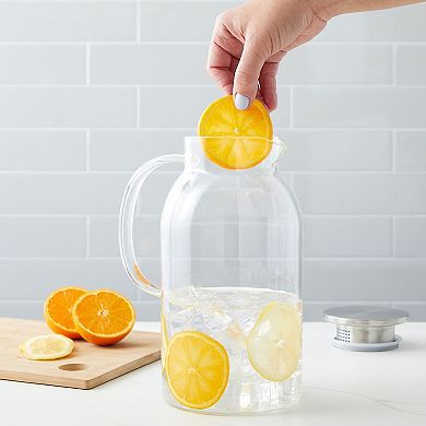 68 Oz / 2 Liter Glass Pitcher With Lid And Spout - Carafe For Water (clear)