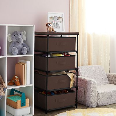 4-tier Closet Dresser With Drawers - Clothes Organizer And Storage (dark  Brown)