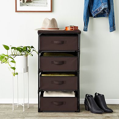 4-tier Closet Dresser With Drawers - Clothes Organizer And Storage (dark Brown)