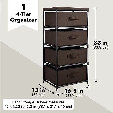 4-tier Closet Dresser With Drawers - Clothes Organizer And Storage (dark Brown)