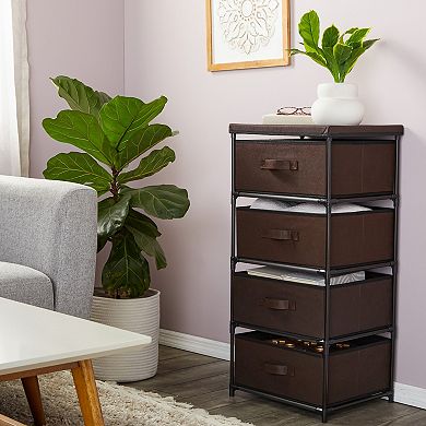 4-tier Closet Dresser With Drawers - Clothes Organizer And Storage (dark Brown)