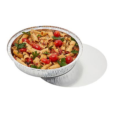 9 Inch Round Aluminum Pan with Lids for Baking, Disposable Tin Foil Containers for Roasting (25 Pack)