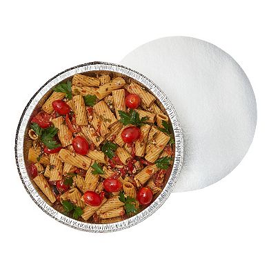 9 Inch Round Aluminum Pan with Lids for Baking, Disposable Tin Foil Containers for Roasting (25 Pack)