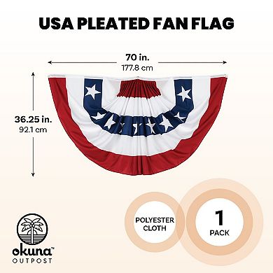 4th of July American Flag Bunting Patriotic Banner for Outdoor Décor 71.5 x 34"