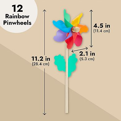 12-pack Rainbow Flower Pinwheels For Yard And Garden