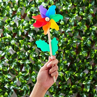 12-pack Rainbow Flower Pinwheels For Yard And Garden