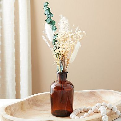 6 Pack Amber Glass Bud Vases for Flowers, Wedding Decor, 7.5 oz, Brown