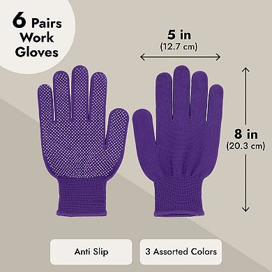 Juvale 6-pairs Gardening Gloves For Women - Thorn Proof Work Gloves (3 Colors)