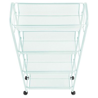 mDesign Steel Slim Rolling Utility Cart Storage Organizer with 4 Shelves, Black