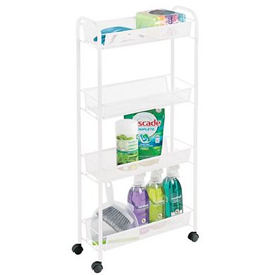 mDesign Portable Metal Rolling Laundry Cart
