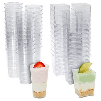 72 pc Assorted Dessert Cups For Parties, Plastic Shot Glasses 3oz, 5oz Cups