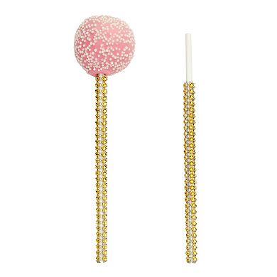 36 Pack Rhinestone Gold Cake Pop Sticks for Candy Apple, Lollipops, Treats, 6 in