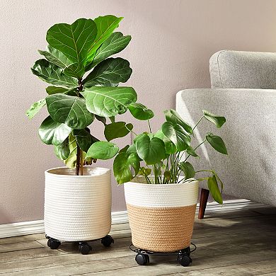 4 Pack Metal Rolling Plant Stand with Wheels, Heavy Duty Caddy Roller Base for Indoor and Outdoor Pots (10.6 In)