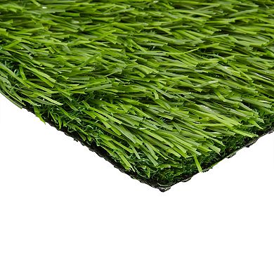 12x12 Artificial Grass Turf Tiles for Patio Decor, Small Green Square Mats for DIY Crafts (4 Pack)