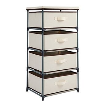 4 tier Tall Closet Dresser With Drawers - Clothes Organizer And Storage (beige)