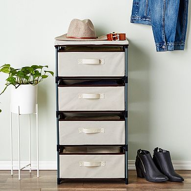 4-tier Tall Closet Dresser With Drawers - Clothes Organizer And Storage (beige)