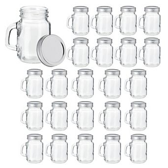 Juvale Clear Glass Mason Jars 4 oz with Silver Lids, 24 pc