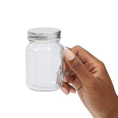 Juvale Clear Glass Mason Jars 4 oz with Silver Lids, 24 Pieces