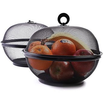 Mesh Fruit Basket with Lid (10 in Black, 2 Pack)