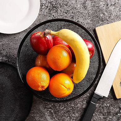 Mesh Fruit Basket with Lid (10 In, Black, 2 Pack)