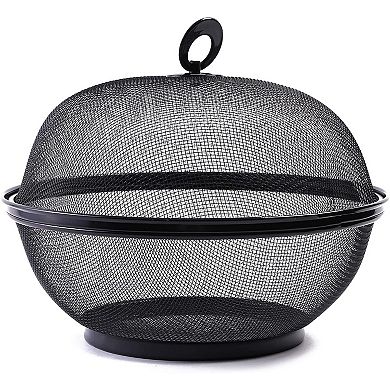 Mesh Fruit Basket with Lid (10 In, Black, 2 Pack)