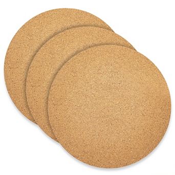 Plant Cork Mat, Round Planter Plate for Home Decor, House Plants (12 in 3 Pack)