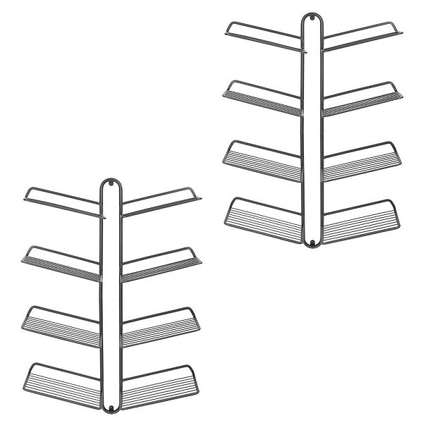 mDesign Metal Shoe Display & Storage Rack, 4 Tier, Wall Mount, 2 Pack